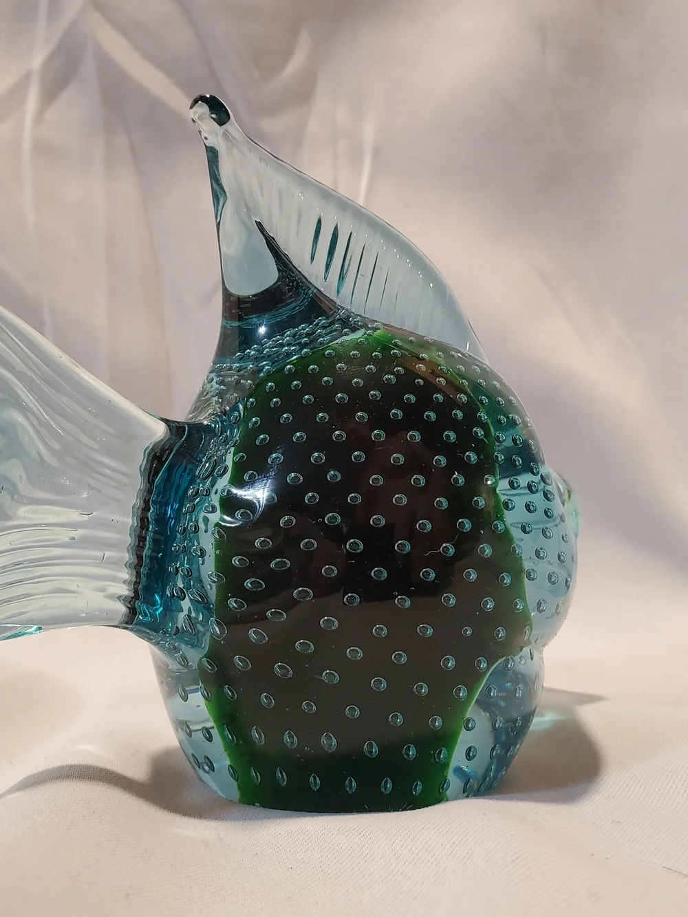 Vintage Galiano Ferro Murano Glass Fish Bullicante Controlled Bubble
